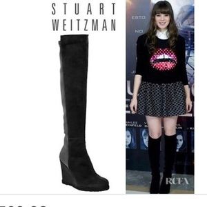 Stuart Weitzman over-the-knee suede wedge boots